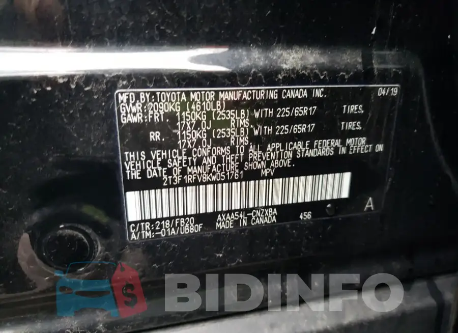 2T3F1RFV8KW051761 Photo# 12