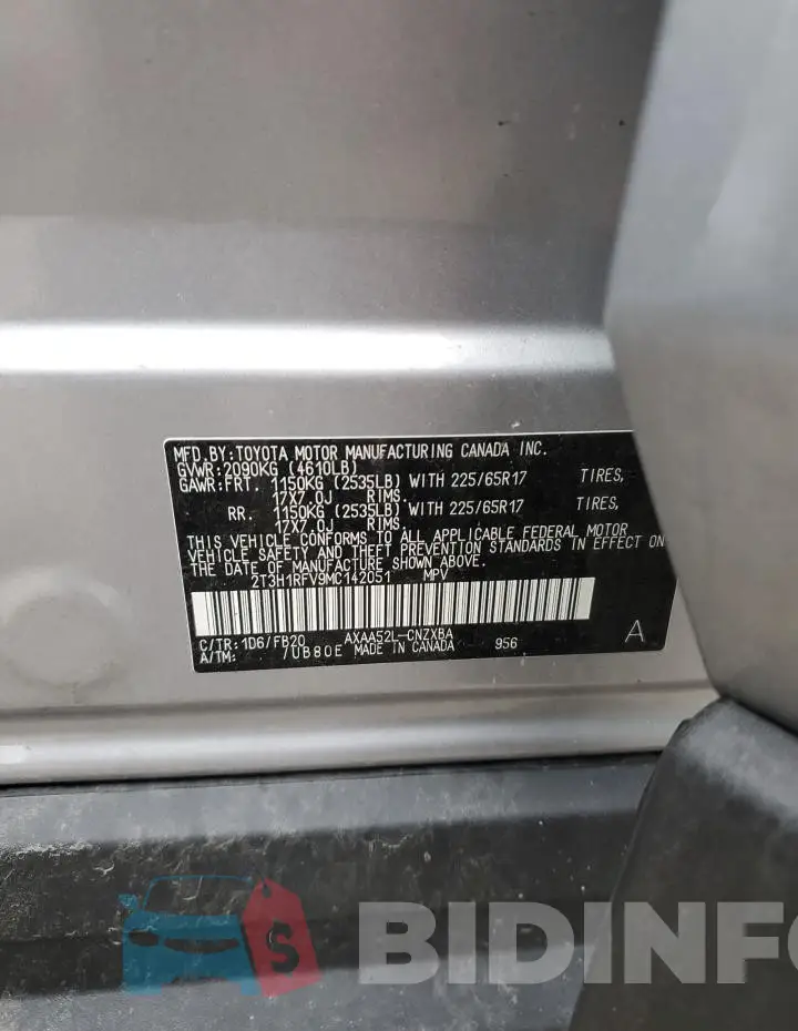 2T3H1RFV9MC142051 Photo# 13