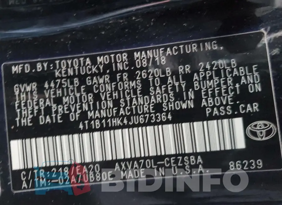 4T1B11HK4JU673364 Photo# 13