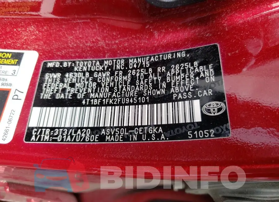 4T1BF1FK2FU945101 Photo# 12