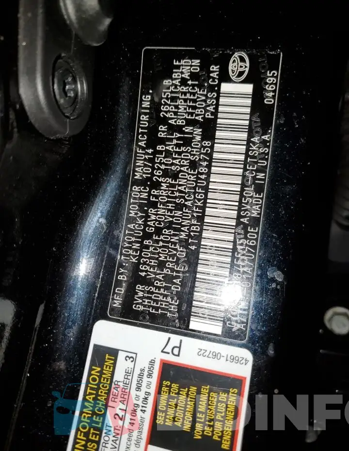 4T1BF1FK6FU484758 Photo# 12