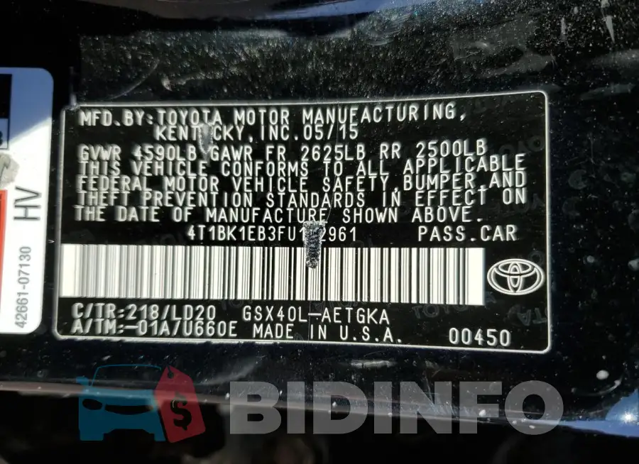 4T1BK1EB3FU172961 Photo# 12