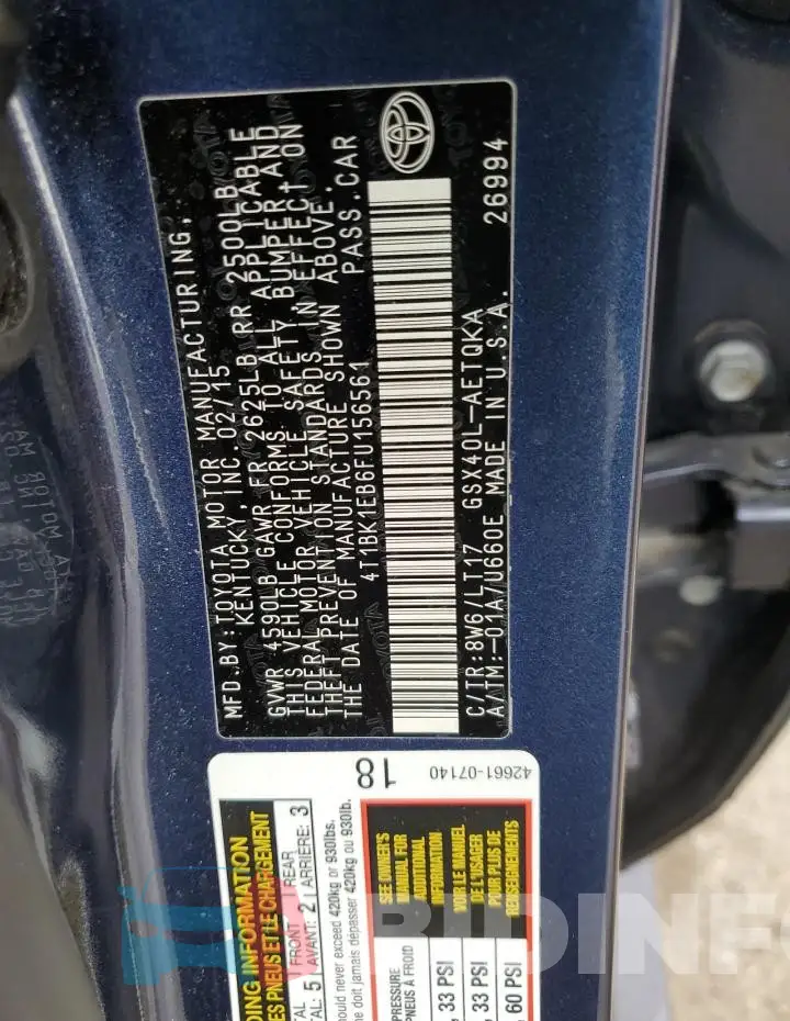 4T1BK1EB6FU156561 Photo# 12