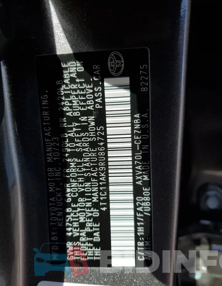 4T1C11AK9RU864725 Photo# 12
