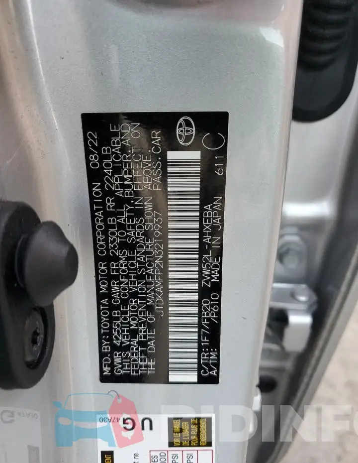 JTDKAMFP2N3219937 Photo# 12