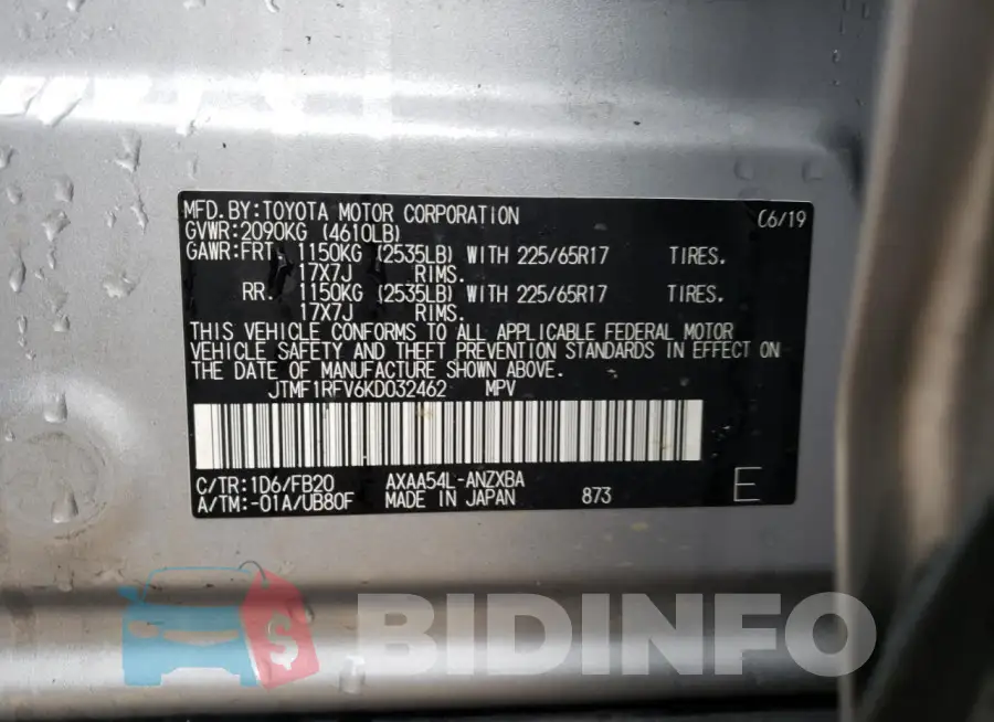 JTMF1RFV6KD032462 Photo# 12