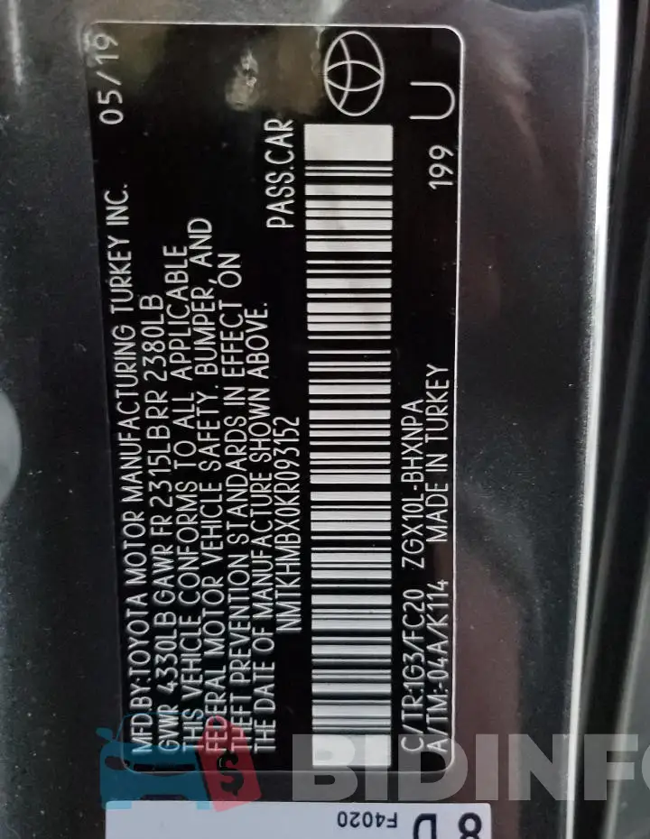 NMTKHMBX0KR093152 Photo# 12