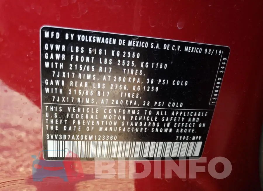 3VV3B7AX0KM123360 Photo# 13