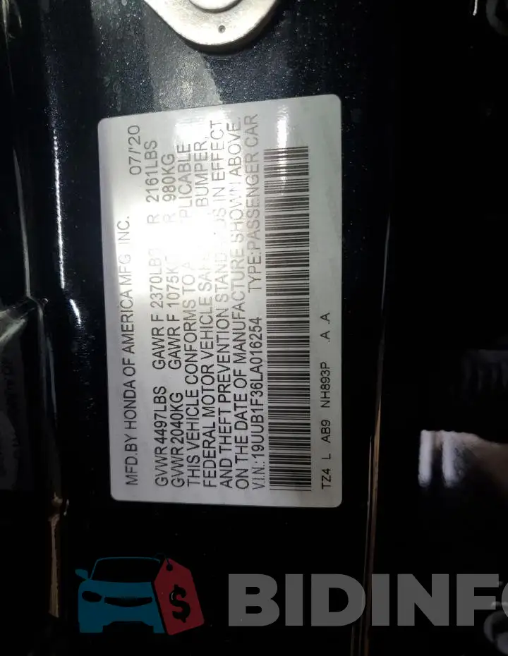 19UUB1F36LA016254 Photo# 13