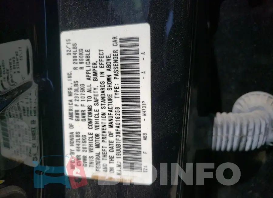 19UUB1F38FA016258 Photo# 12