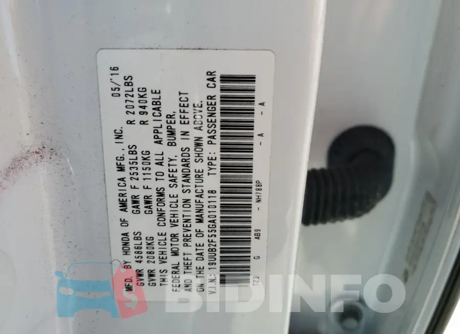 19UUB2F55GA010118 Photo# 12