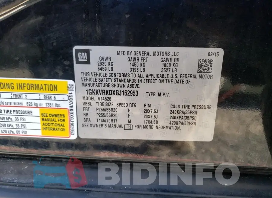 1GKKVRKDXGJ162953 Photo# 13