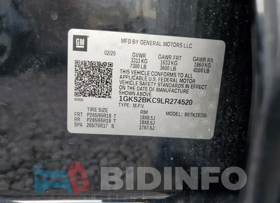1GKS2BKC9LR274520 Photo# 13