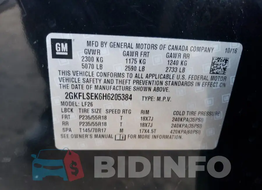 2GKFLSEK6H6205384 Photo# 13