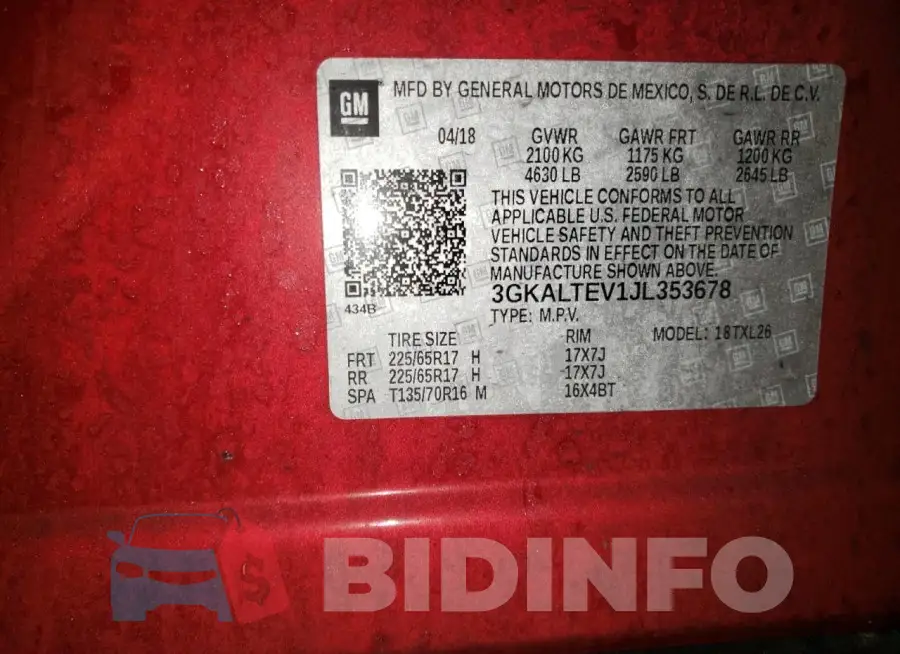 3GKALTEV1JL353678 Photo# 13