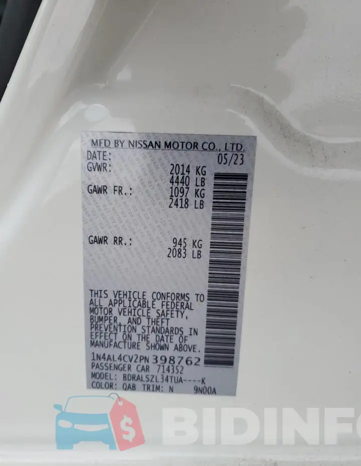 1N4AL4CV2PN398762 Photo# 13
