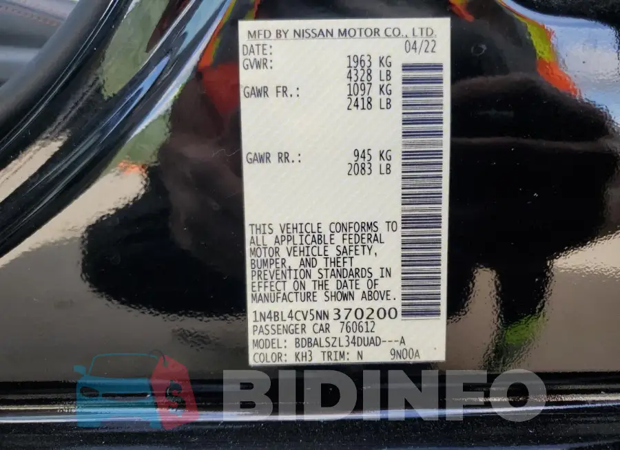 1N4BL4CV5NN370200 Photo# 12