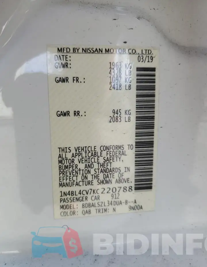 1N4BL4CV7KC220788 Photo# 13