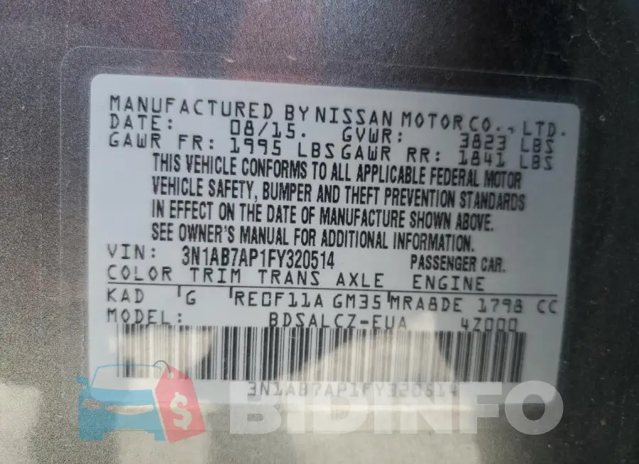 3N1AB7AP1FY320514 Photo# 12