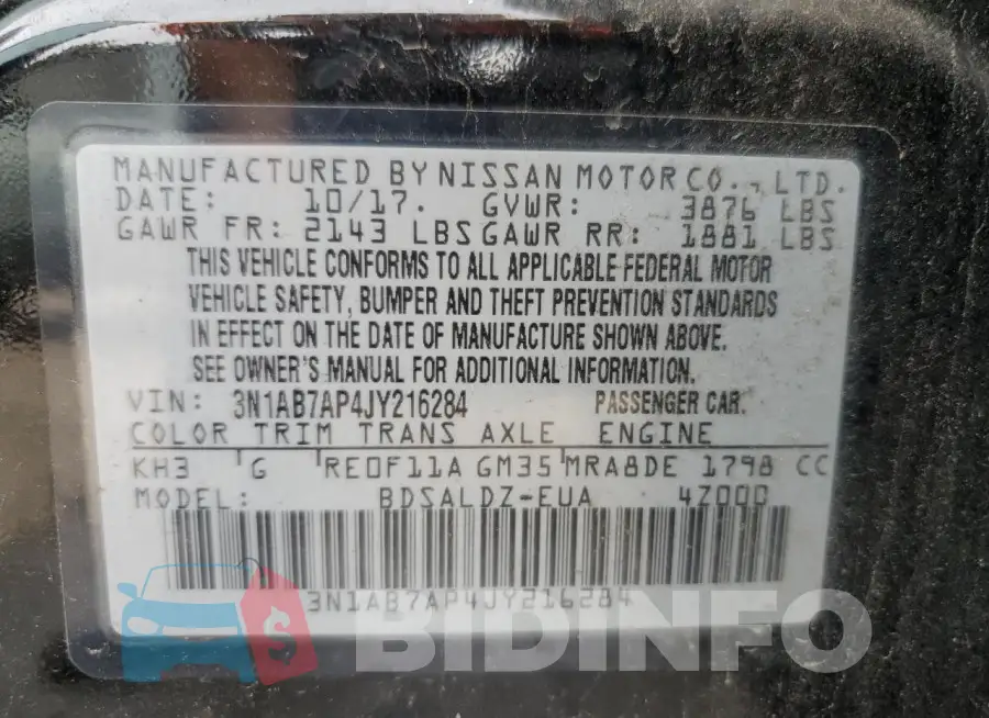 3N1AB7AP4JY216284 Photo# 13