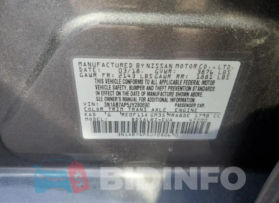 3N1AB7AP5JY280690 Photo# 12