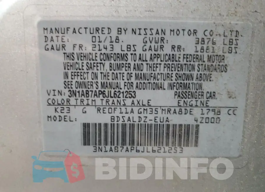 3N1AB7AP6JL621253 Photo# 13
