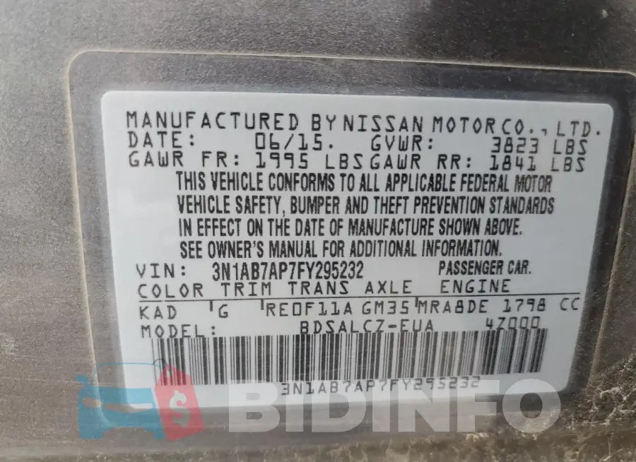 3N1AB7AP7FY295232 Photo# 13
