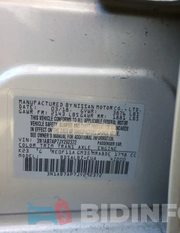 3N1AB7AP7JY292372 Photo# 12