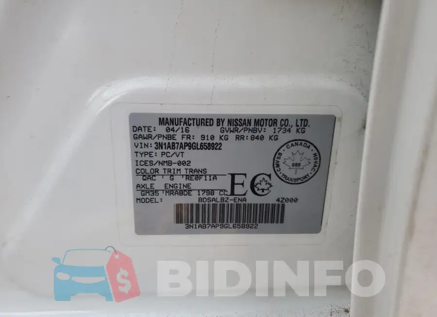 3N1AB7AP9GL658922 Photo# 12