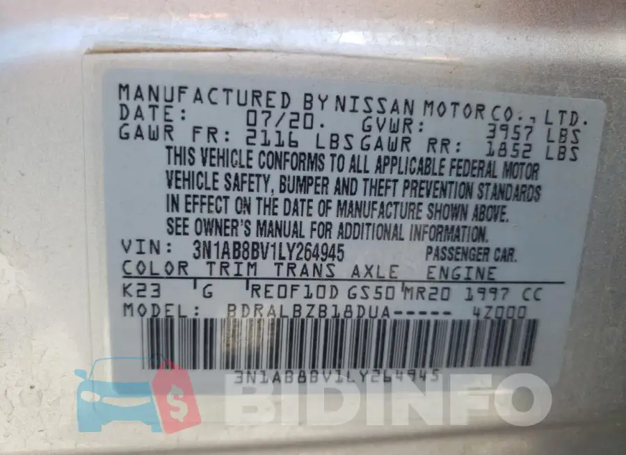 3N1AB8BV1LY264945 Photo# 12