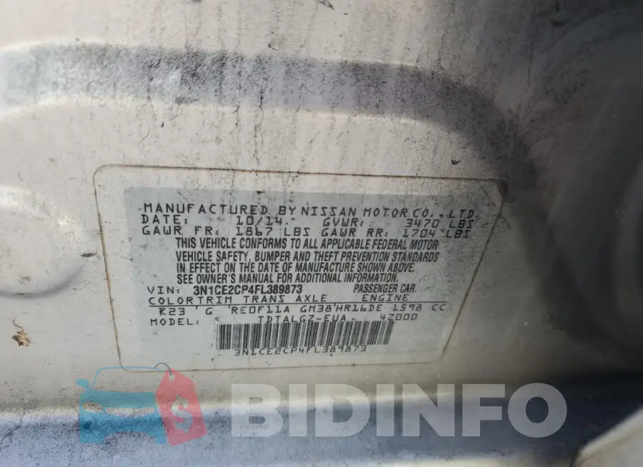 3N1CE2CP4FL389873 Photo# 13