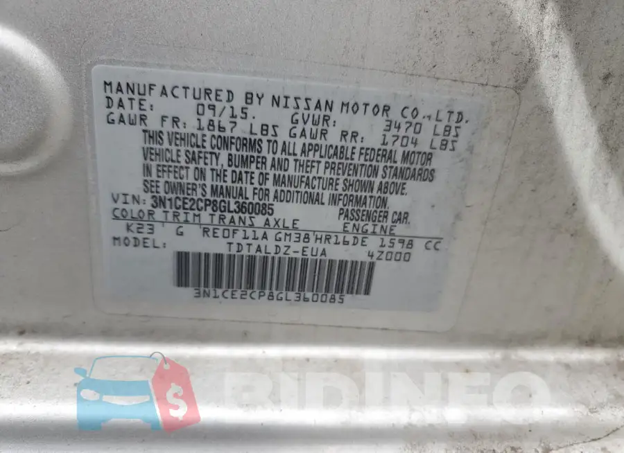 3N1CE2CP8GL360085 Photo# 12