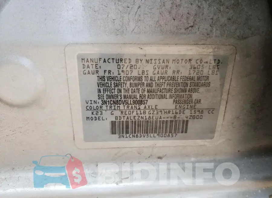 3N1CN8DV5LL900857 Photo# 12