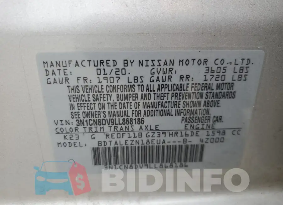 3N1CN8DV9LL868186 Photo# 13