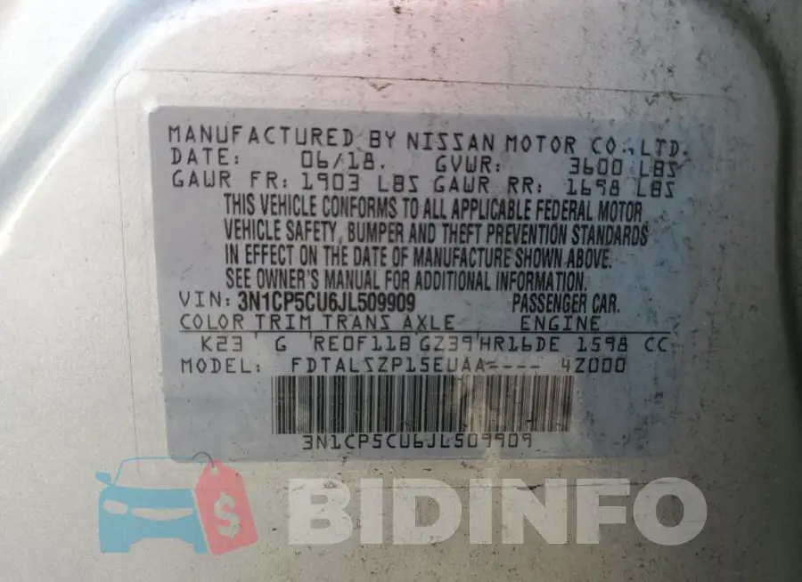 3N1CP5CU6JL509909 Photo# 12