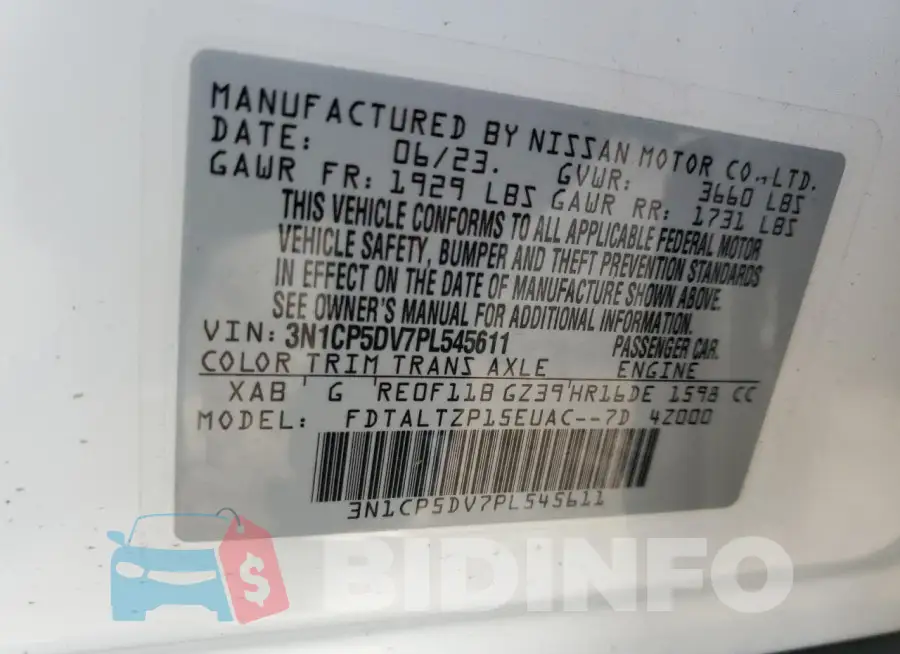 3N1CP5DV7PL545611 Photo# 12