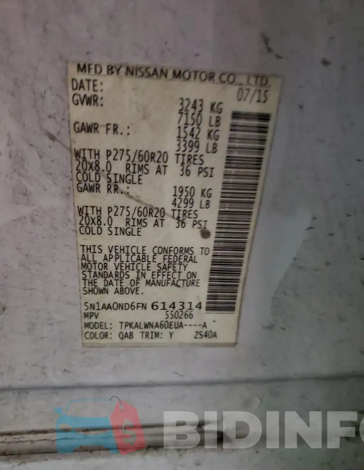 5N1AA0ND6FN614314 Photo# 13