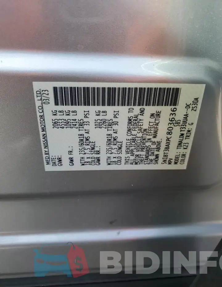 5N1BT3BAXPC803636 Photo# 13