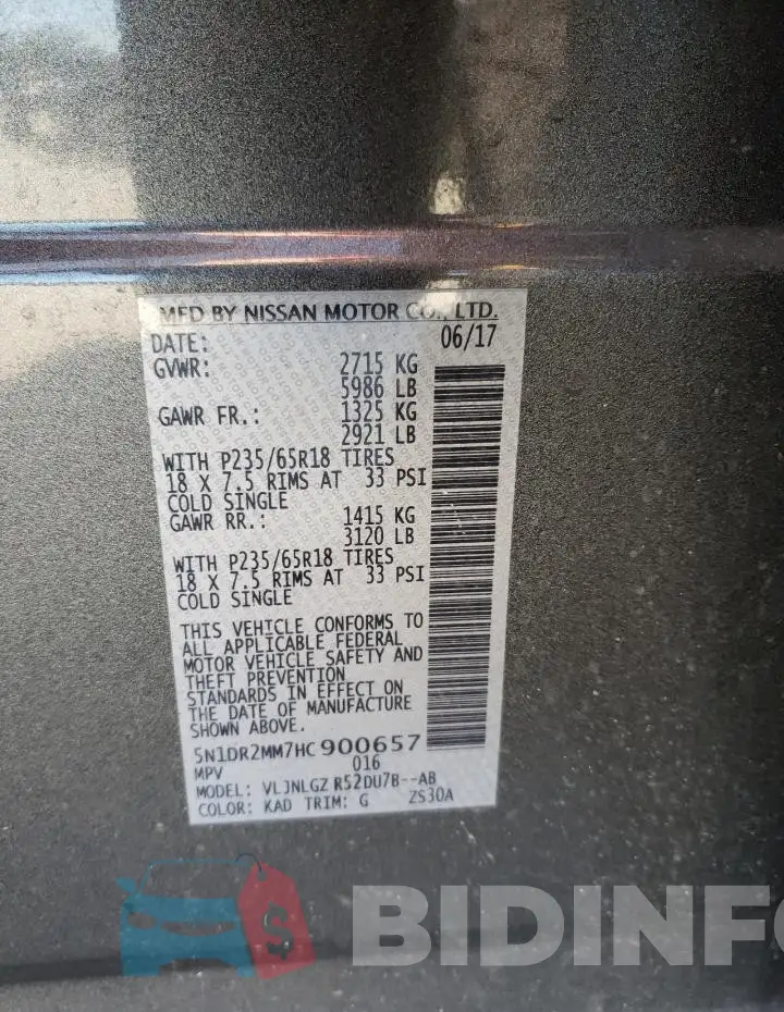 5N1DR2MM7HC900657 Photo# 13