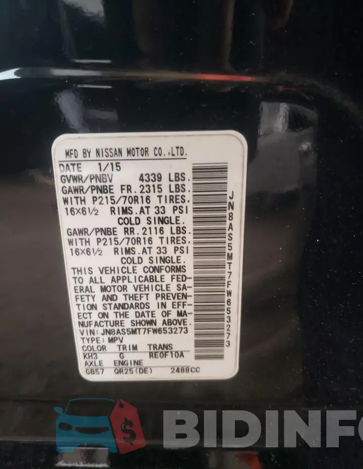 JN8AS5MT7FW653273 Photo# 13