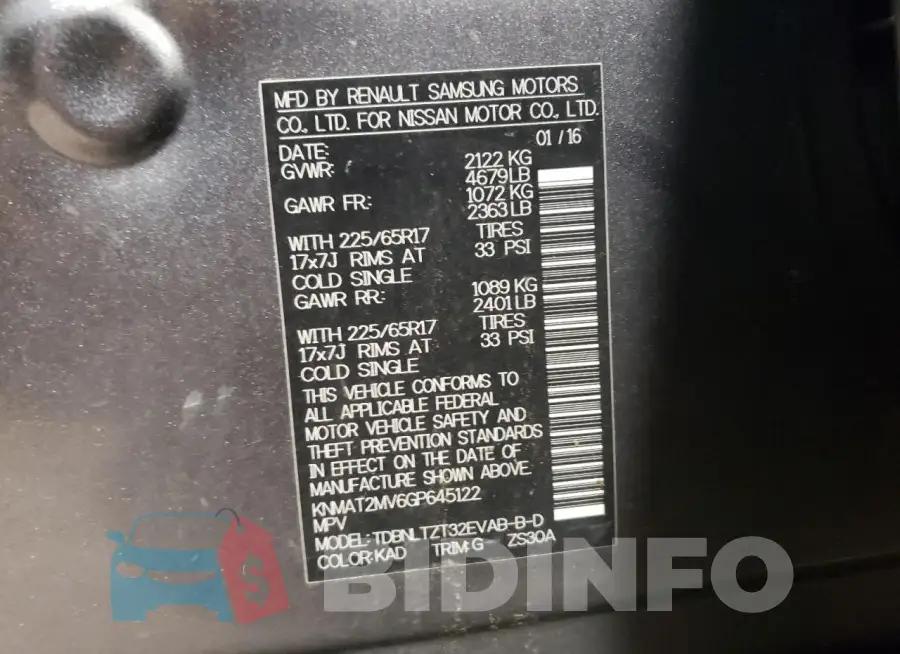 KNMAT2MV6GP645122 Photo# 13