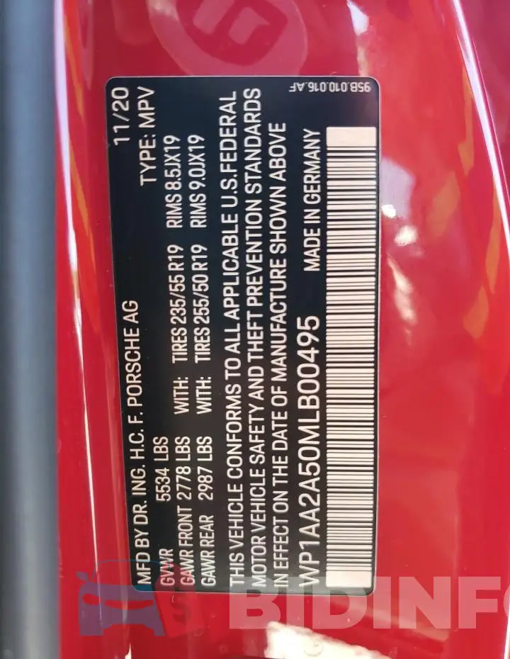 WP1AA2A50MLB00495 Photo# 13