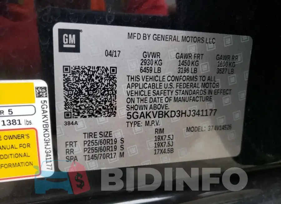 5GAKVBKD3HJ341177 Photo# 12