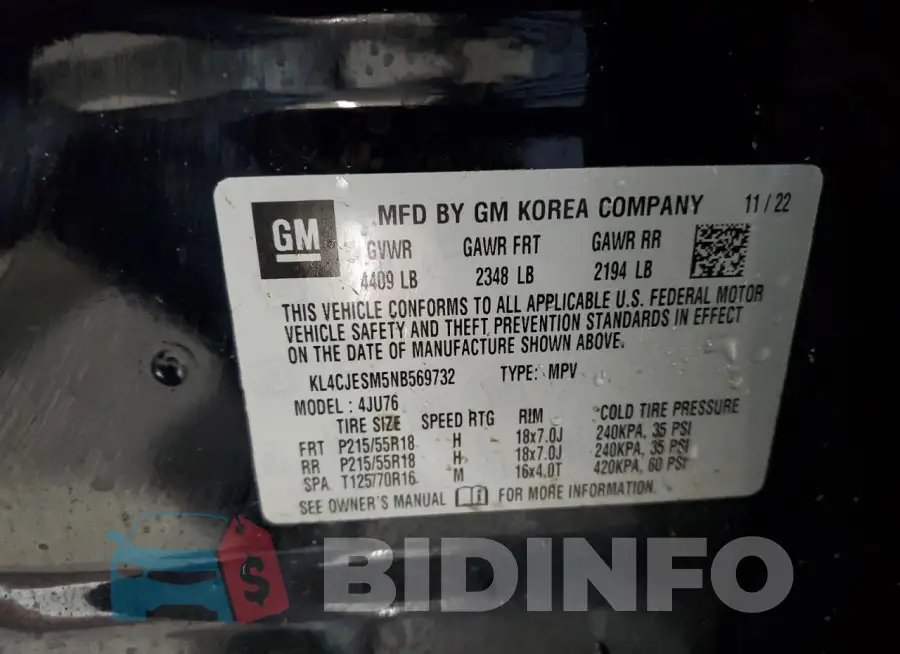 KL4CJESM5NB569732 Photo# 12