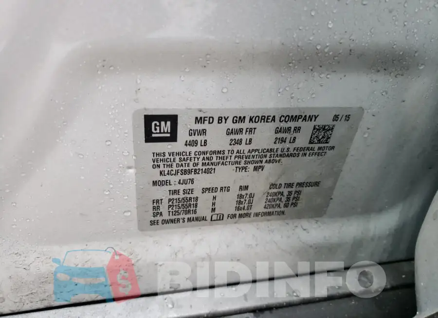 KL4CJFSB9FB214021 Photo# 14