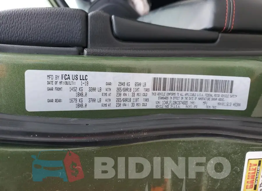 1C4RJFLG9KC674665 Photo# 14