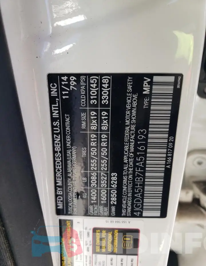 4JGDA5HB7FA516193 Photo# 12