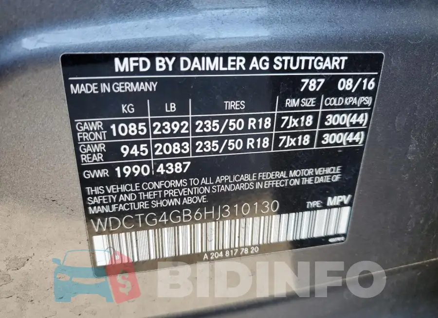 WDCTG4GB6HJ310130 Photo# 13