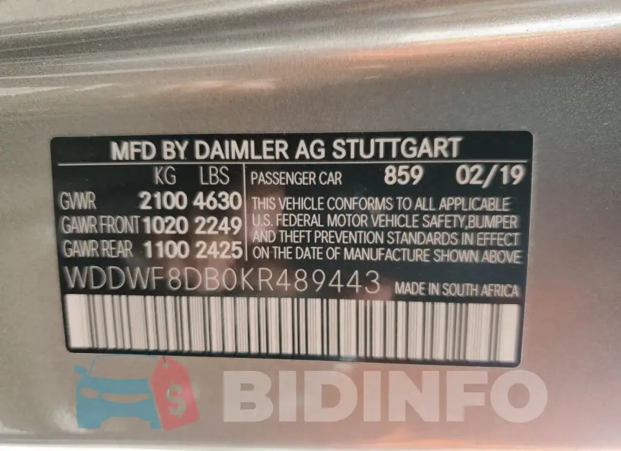 WDDWF8DB0KR489443 Photo# 13