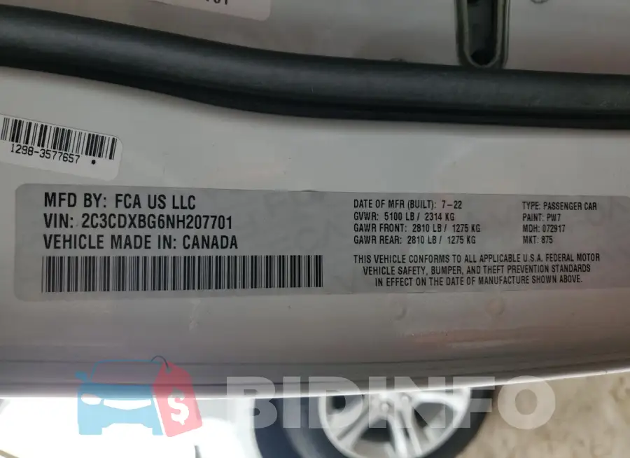 2C3CDXBG6NH207701 Photo# 12